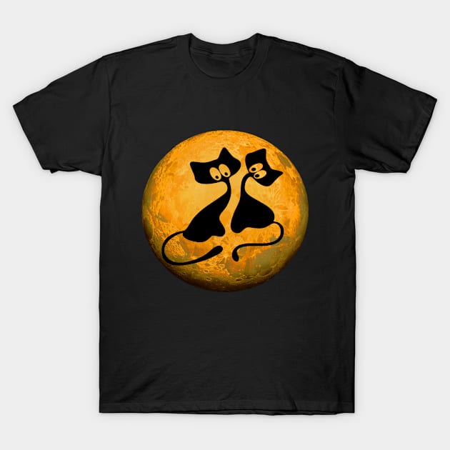 Cats In The Moon T-Shirt by Deanna